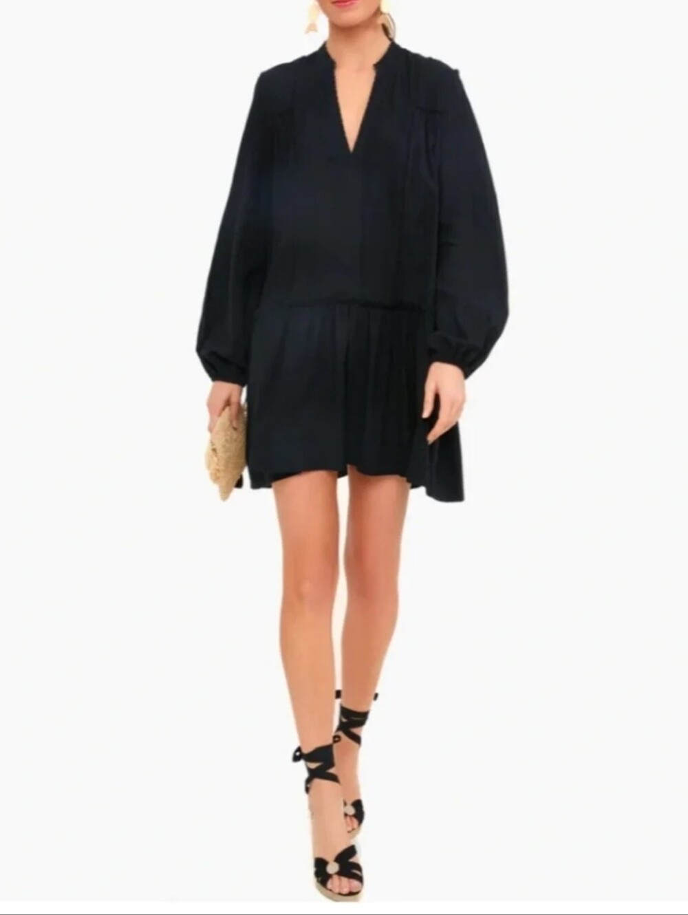 Pomander Place Ophelia Dress Black Mini Boho Beach Vacation Resort Tassel Sz XL